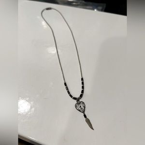 Black dream catcher with feather necklace